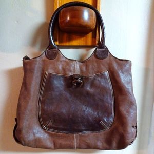 Italian Costanza Rota Genuine Leather Brown Handbag/Shoulder Bag Made In Italy